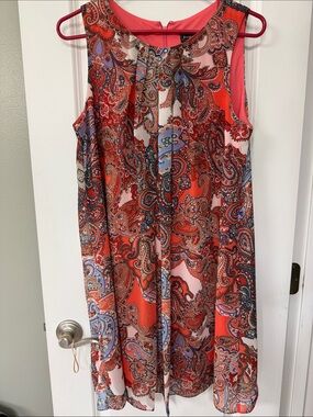 Jessica Howard Red Paisley Mini Dress with Blue Accents